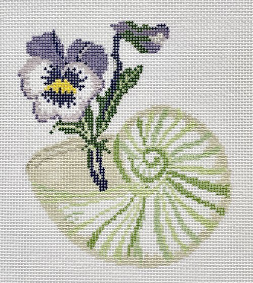 click here to view larger image of Floral Shell Series - Pansies (hand painted canvases)