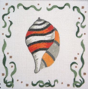 click here to view larger image of Striped Trochus Shell/Seaweed Border 628C (hand painted canvases)