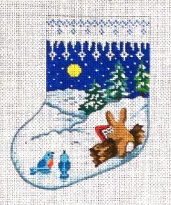 click here to view larger image of Bunny/Two Bluebirds Mini Sock (hand painted canvases)