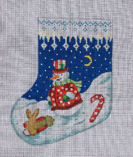 click here to view larger image of Snowman/Bunny Mini Sock (hand painted canvases)