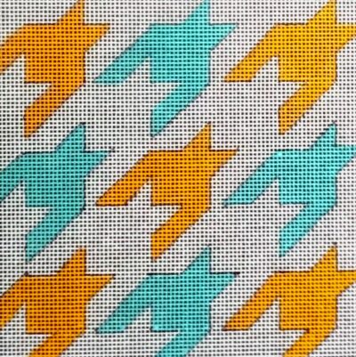 click here to view larger image of Orange/Teal Houndstooth (hand painted canvases)