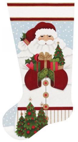 click here to view larger image of Christmas Tree Santa Stocking (hand painted canvases)