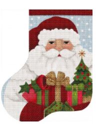 click here to view larger image of Christmas Tree Santa Mini Sock (hand painted canvases)