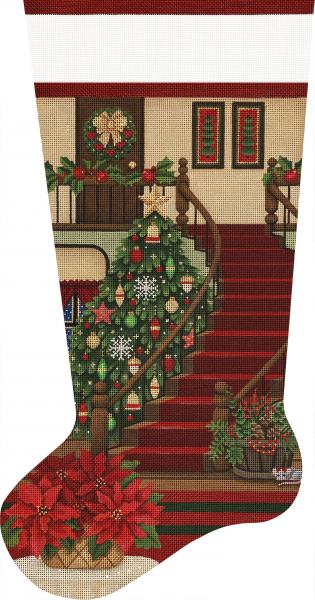 click here to view larger image of All Thru the House Stocking (hand painted canvases)