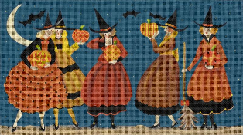 click here to view larger image of Pumpkin Witches (hand painted canvases)