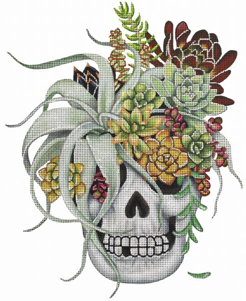 click here to view larger image of Succulent Skull (hand painted canvases)
