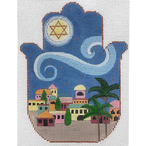 click here to view larger image of City View and Wind Hamsa (hand painted canvases)