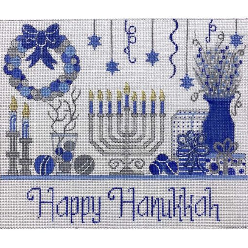 click here to view larger image of Happy Hanukkah Tray (hand painted canvases)