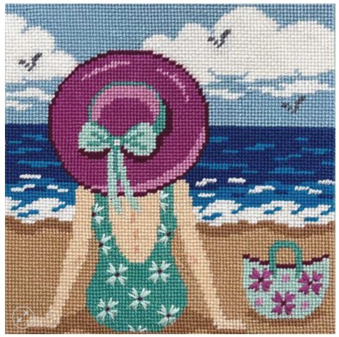 click here to view larger image of Canoodles Kit - Lady on Beach (needlepoint kits)
