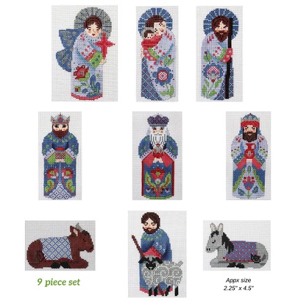 click here to view larger image of Nativity Series in Lavender- 9 Piece Set (hand painted canvases)
