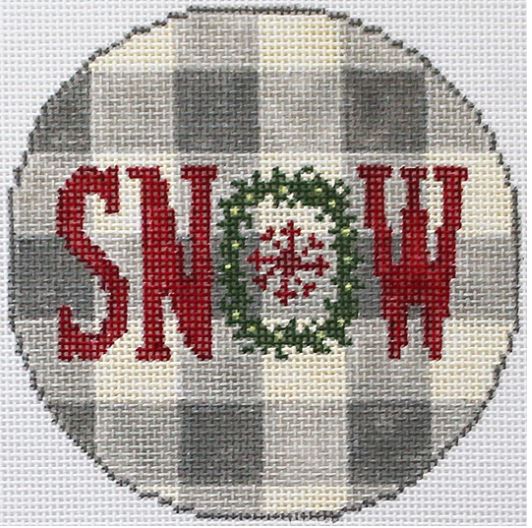 click here to view larger image of Gingham Gray Ornament/Snow (hand painted canvases)