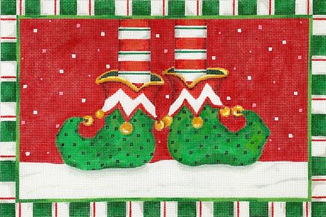 click here to view larger image of Elfs Feet/Striped Border (hand painted canvases 2)