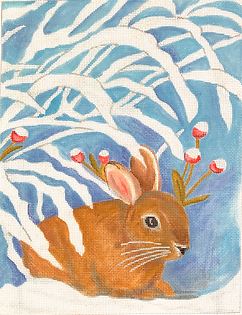 click here to view larger image of Winter Bunny w/Berries (hand painted canvases 2)