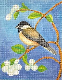 click here to view larger image of Chickadee w/Spring Blossoms (hand painted canvases 2)