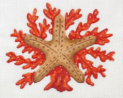 click here to view larger image of Starfish w/Coral  (hand painted canvases 2)