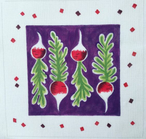 click here to view larger image of Radishes and Polka Dots (printed canvas)