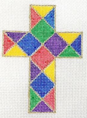 click here to view larger image of Stained Glass Cross (hand painted canvases)