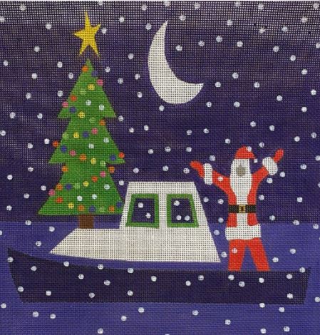 click here to view larger image of Santa on Boat (hand painted canvases)