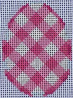 click here to view larger image of Pink Gingham Mini Egg  (hand painted canvases)