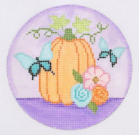 click here to view larger image of Pumpkin Spice Ornament - Violet Background (hand painted canvases)