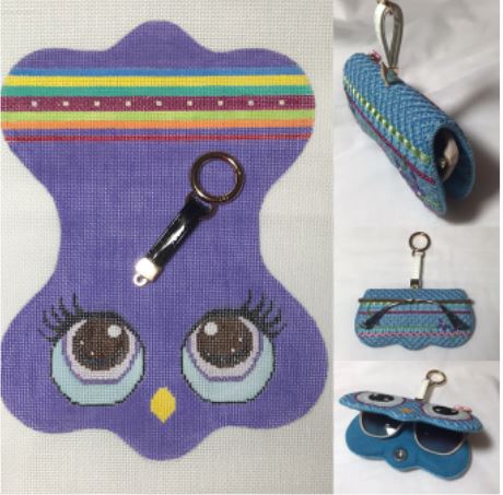 click here to view larger image of Purple Owl Sunglasses Case w/Key Ring (hand painted canvases)