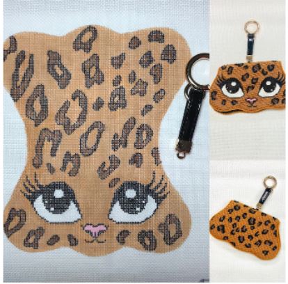 click here to view larger image of Leopard Sunglasses Case w/Key Ring (hand painted canvases)