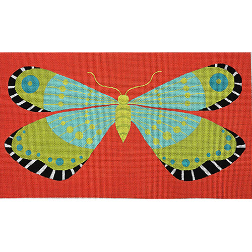 click here to view larger image of Aqua/Lime Butterfly (hand painted canvases)