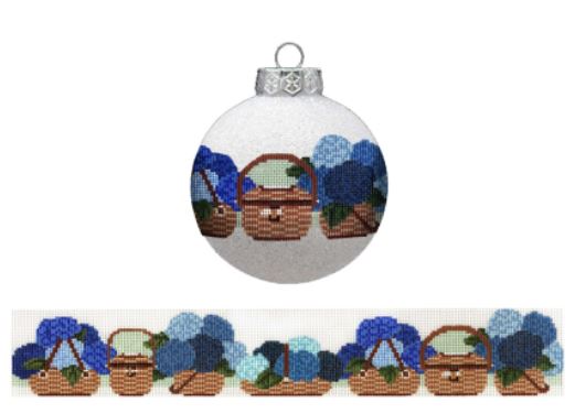 click here to view larger image of Ornament Band - Hydrangea Basket (hand painted canvases)
