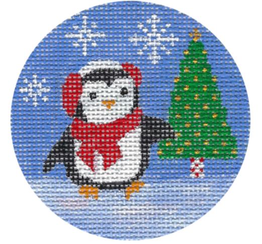click here to view larger image of Penguin/Christmas Tree (hand painted canvases)