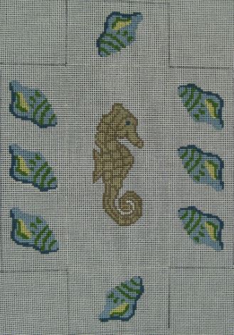 click here to view larger image of Seahorse Brick Cover (hand painted canvases)