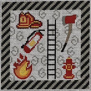 click here to view larger image of Square - Fire Fighter (hand painted canvases)
