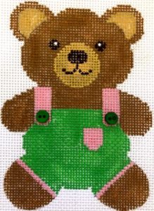 click here to view larger image of Teddy Bear Smiles - Green (hand painted canvases)