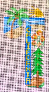 click here to view larger image of Travel Candy Cane - California (hand painted canvases)