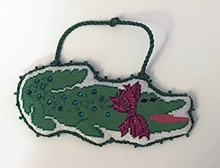 click here to view larger image of Alligator w/Bow (hand painted canvases)