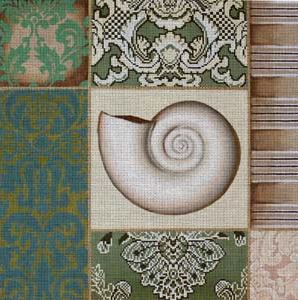 click here to view larger image of White Nautilus Collage (hand painted canvases)