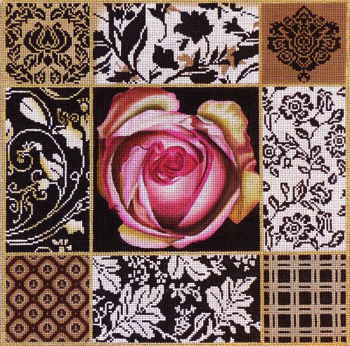 click here to view larger image of Taupe Rose Collage (hand painted canvases)
