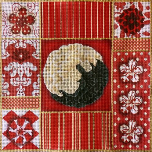 click here to view larger image of Red & Black Flower Collage (hand painted canvases)