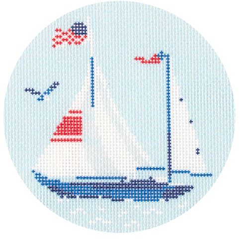 click here to view larger image of Regatta Rounds - Sailing Yacht (printed canvas)