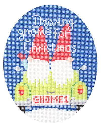 click here to view larger image of Driving Gnome for Christmas (printed canvas)