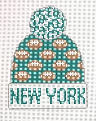 click here to view larger image of Football Beanie - New York (hand painted canvases)