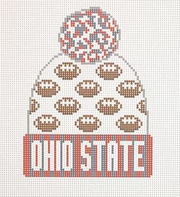 click here to view larger image of Football Beanie - Ohio State (hand painted canvases)