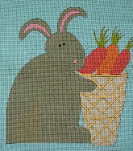 click here to view larger image of Rabbit and Carrots (hand painted canvases)