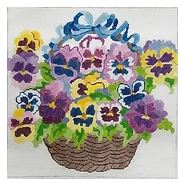 click here to view larger image of Basket of Pansies (hand painted canvases)