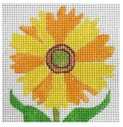 click here to view larger image of Simple Flower Coaster - Yellow Daisy (hand painted canvases)