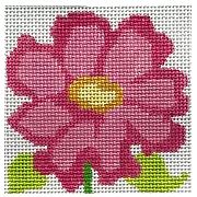 click here to view larger image of Simple Flower Coaster - Pink Belle Flower (hand painted canvases)