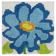 click here to view larger image of Simple Flower Coaster - Blue Belle Flower (hand painted canvases)