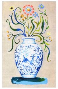 click here to view larger image of Vase w/Deer (hand painted canvases)