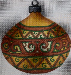 click here to view larger image of Yellow/Green Ornament (hand painted canvases)