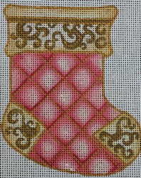 click here to view larger image of Pink/Gold Mini Sock (hand painted canvases)