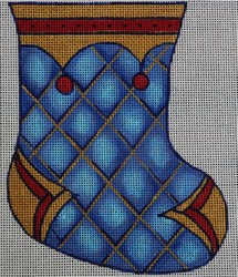 click here to view larger image of Blue/Red/Gold Mini Sock (hand painted canvases)